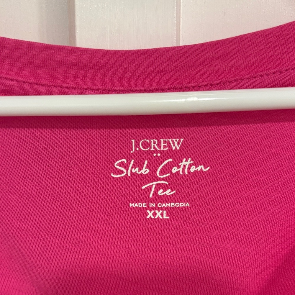 J. Crew Bright Pink V-Neck Short Sleeve vintage cotton Tee size XXL - Picture 2 of 6